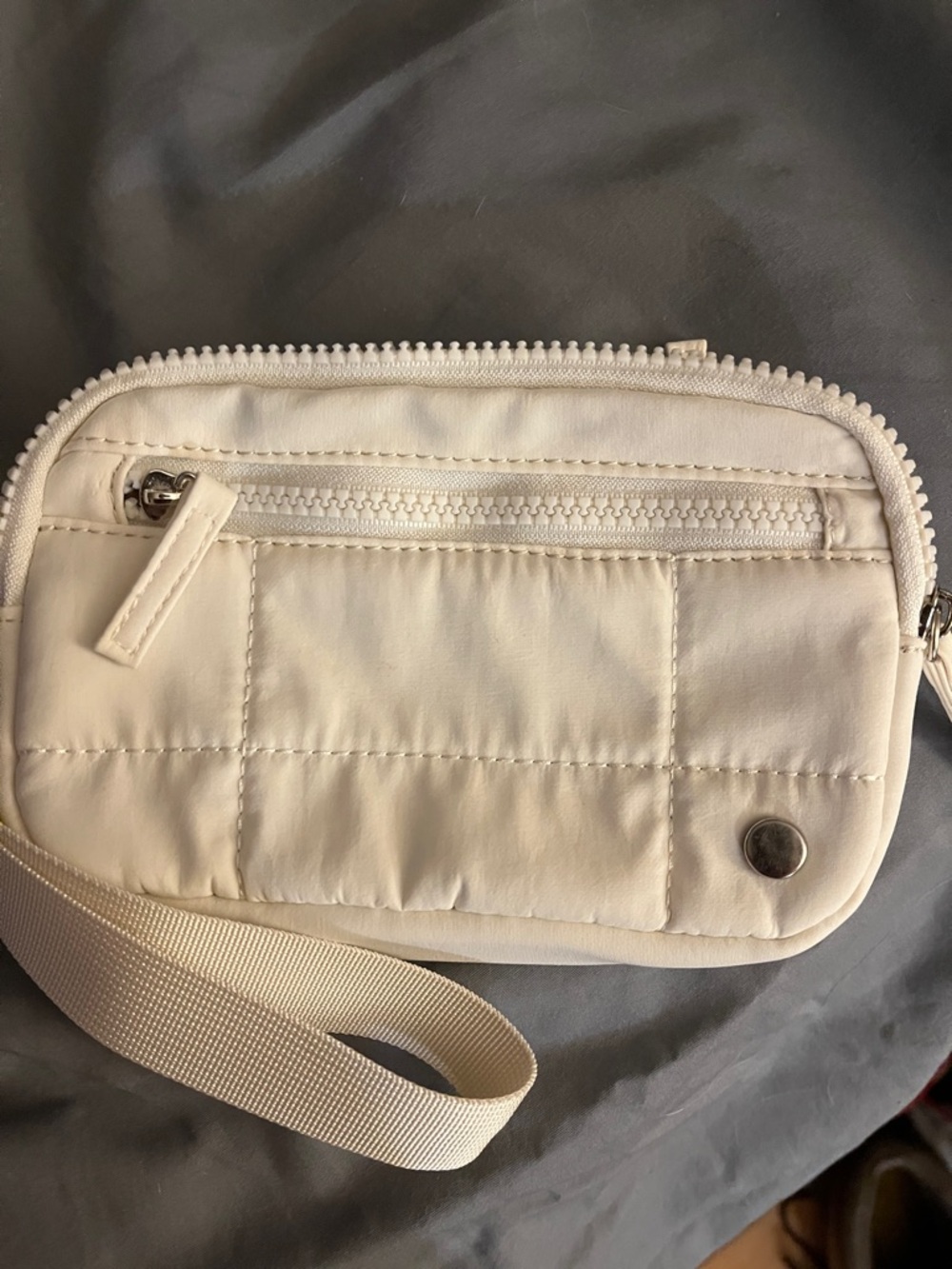 Wristlet Crossbody Bag in Cream - Minimal Quilted Design